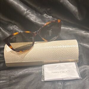 Jimmy Choo Tortoise Shell Sunglasses with Cream Case Brand New Authentic